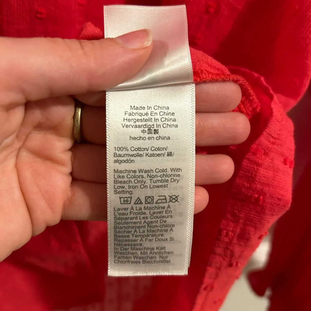 J. Crew Novelty Artist Top in Lightweight 100% Cotton, Geranium Red, Size XS